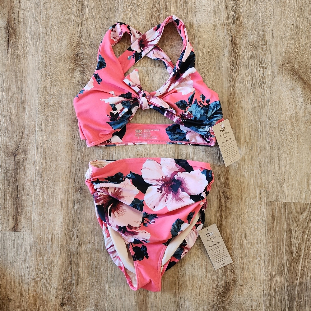 Women’s Floral Pink High-Waist Bikini Set